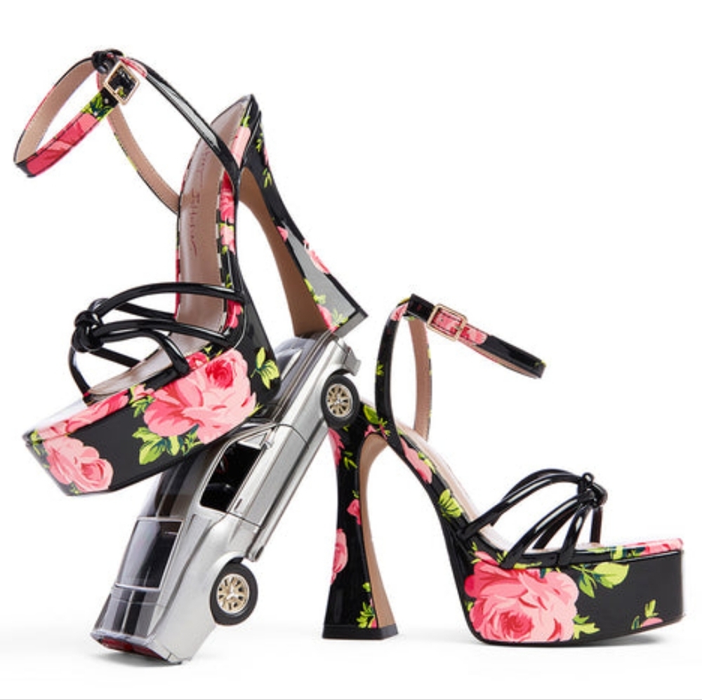 Betsey Johnson Tiky Platform Heel Sandals Floral